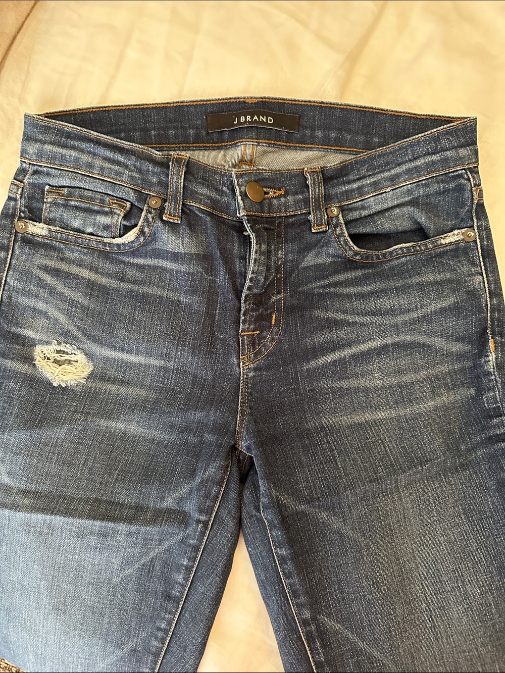 J Brand Skinny Jeans in Medium Blue Wash with Light Fade
